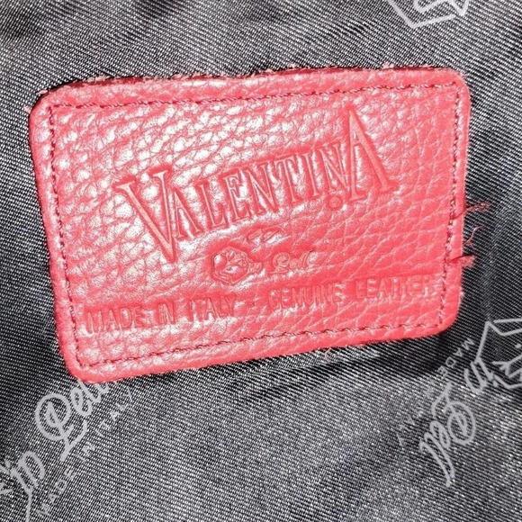 Valentina Handbag‎ in Red Large Made in Italy Genuine Pebbled Leather Luxury - Picture 7 of 11